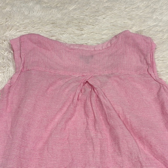 Talbots Linen Tank Top Pink white sleeveless tunic blouse v neck Size Small - Picture 2 of 9